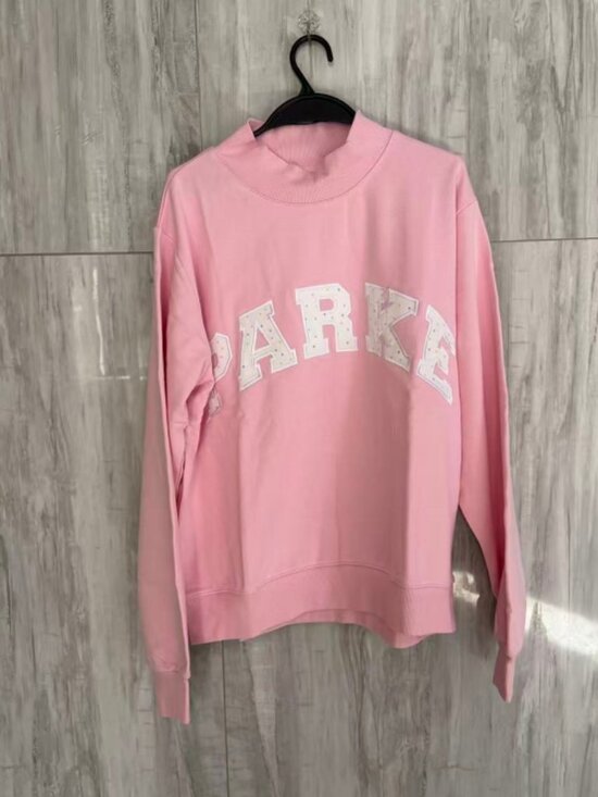 Parke Tops - Parke Pink Round-neck Long-sleeved Sweatshirt